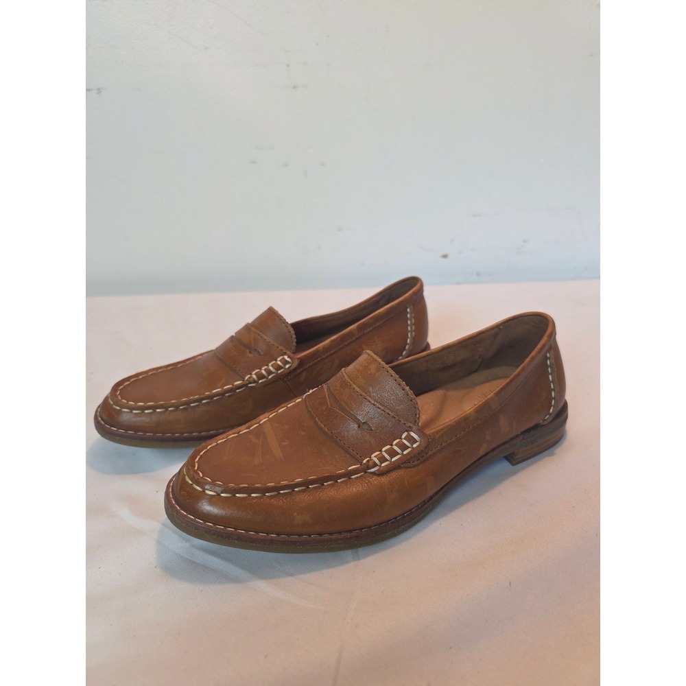 Sperry Seaport Penny Loafers Tan Leather Womens 6.5 STS81928 Slip On Shoes